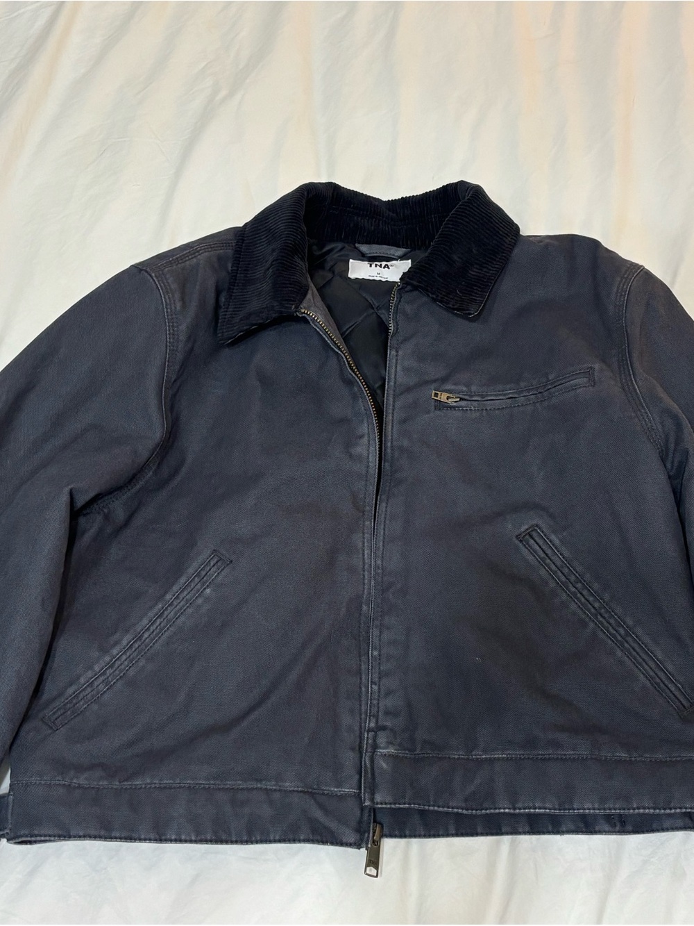 TNA Barkley Navy Utility Bomber Jacket with Corduroy Collar